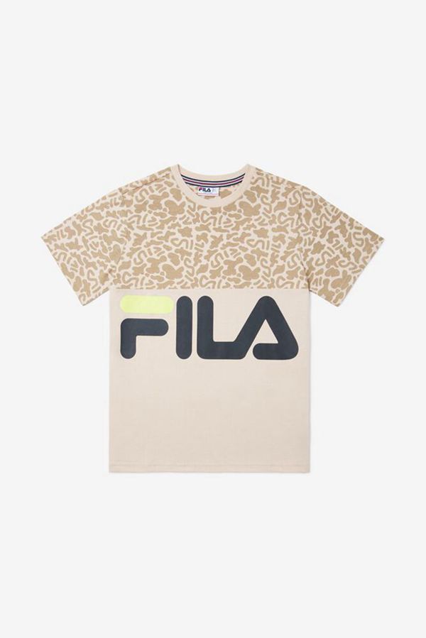 Fila Patterned Logo Boy's Tee - Whitesmoke,NZ 139-13276